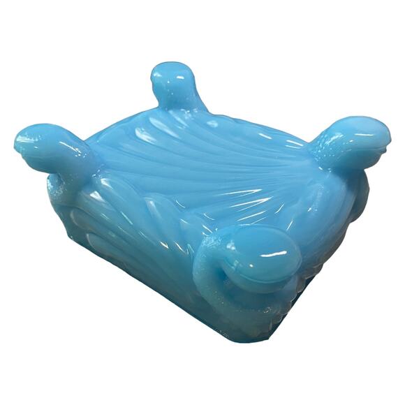 Shell Trinket Dresser Box Boyd Glass Cambridge Caprice 1993 Waterloo Blue - Picture 6 of 13